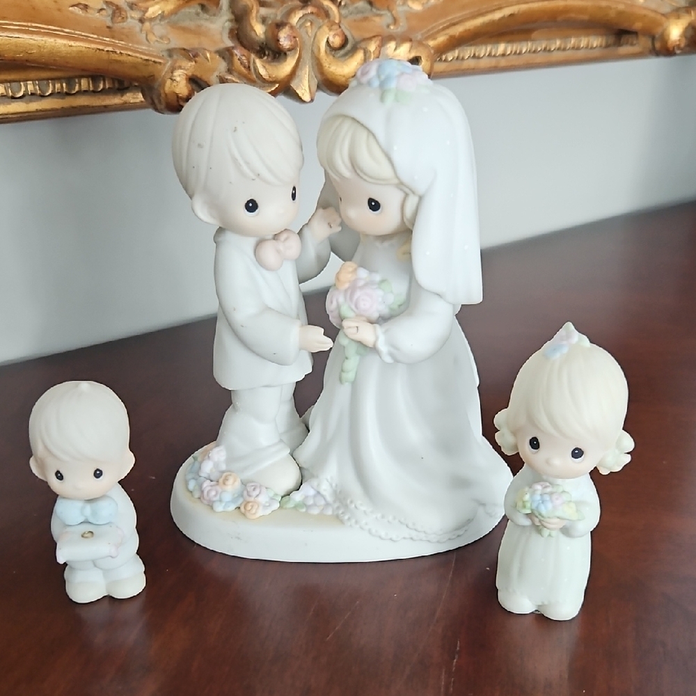 Wedding Precious Moments Bride and Groom with Ring Bearer and Flower Girl Bridal